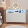 Dresser Large Dresser for Bedroom with Power Outlet and LED Lights Storage Cabinet with 6 Drawers and 2 Open Shelves - 2 of 4
