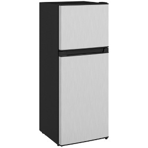 HOMCOM Small Fridge with Freezer, 4 Cu Ft Refrigerator with Reversible Doors and Adjustable Thermostat, Small Freezer, Silver - 1 of 4