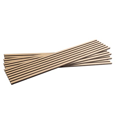Cesicia Black Faux Wood Wall Panels, 94.5'' x 11.5'' Sound Absorbing Acoustic Panels, Wood Slat Wall Panels for Interior Wall Decor, polyester