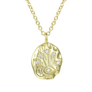 14k gold plated necklace with hammered cubic zirconia pendant for a modern and elegant touch - 1 of 3