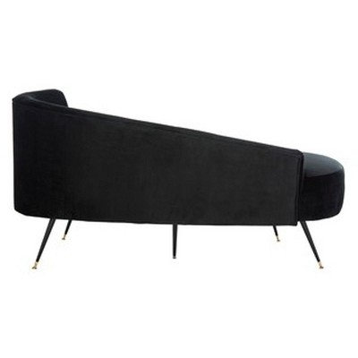 Chic Evangeline Black Velvet and Gold Metal Settee, 58"x27"