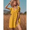 Women's Flutter Sleeve Mini Dress Button Detail Babydoll Sundress Casual Summer Dress - 2 of 4