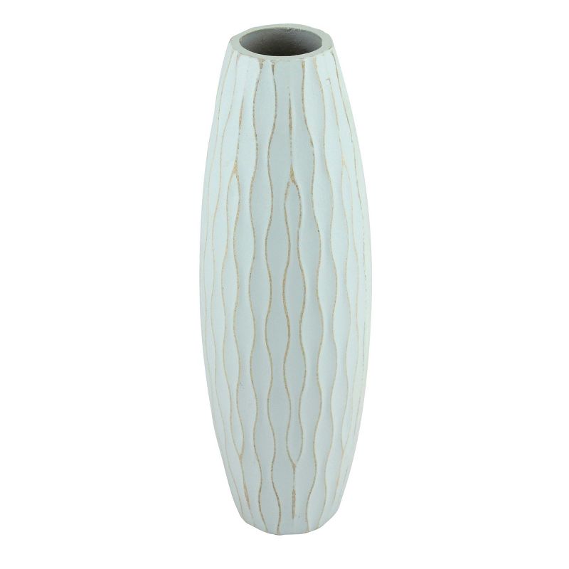 Medium Decorative Textured Wood Vase Pale Blue - Stonebriar Collection, 2 of 8