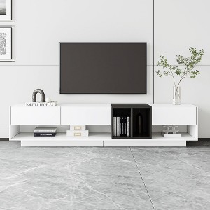 TV Stand With Perfect Storage Solution Two-tone Media Console With Versatile Compartment Particle Board - 1 of 4