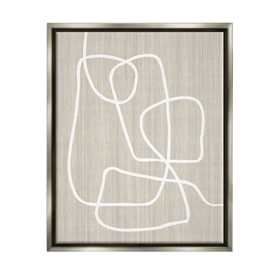 Stupell Industries Minimal White Line Beige Grain Pattern Modern