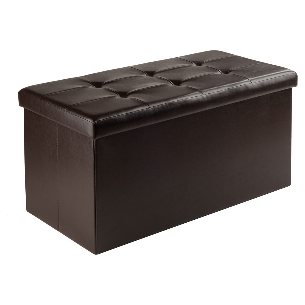 Photos - Pouffe / Bench Ashford Ottoman with Accent Stools - Faux Leather - Espresso - Winsome