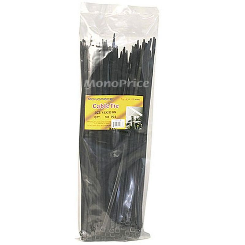 Monoprice 11-inch Cable Tie, 100pcs/Pack, 50 lbs Max Weight - Black, 3 of 4