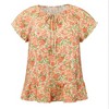Women's Plus Size Gathered Floral Print Ruffle Sleeve Tie Neck Casual Summer Vacation Blouses - GRACE & GRANDEUR - 4 of 4