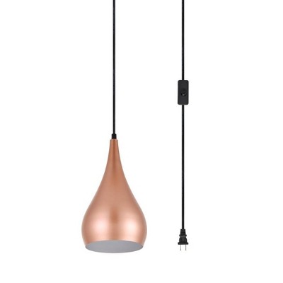 Honey Gold Aluminum Teardrop Pendant Light with Adjustable Cord