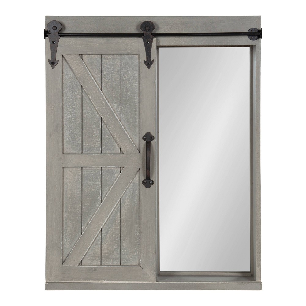 Photos - Garden & Outdoor Decoration Decorative Wood Wall Storage Cabinet with Vanity Mirror Rustic Gray - Kate