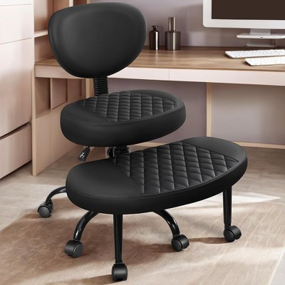 Cross Legged Office Chair with Wheels, Meditation Chair, ADHD Desk Chair for Adults, Adjustable Height Yoga Office Chair, Wide Criss Cross Chair