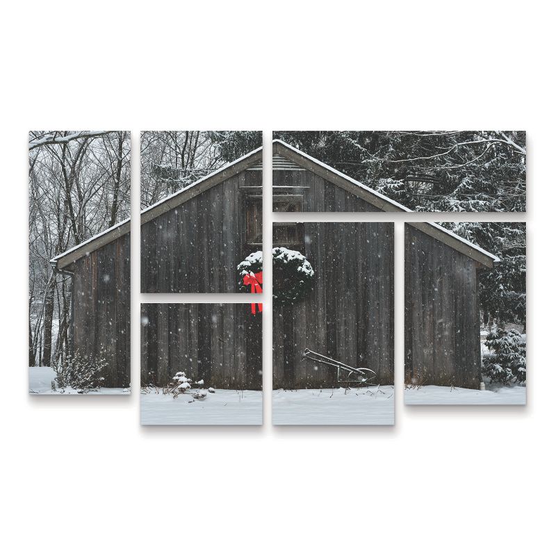 Trademark Fine Art -Kurt Shaffer 'Christmas Barn In The Snow' Multi Panel Art Set 6 Piece, 2 of 4