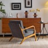 Karl Home Gray Mid Century Solid Wood Accent Chair Chenille Armchair - 2 of 4