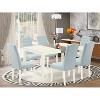HomeStock 7-Piece Rectangle Linen White Finish Solid Wood Top Dining Table with 6-Parson Chairs - 2 of 4