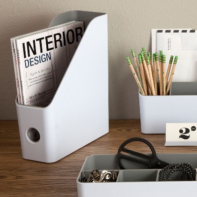 Fusion White and Gray Plastic Magazine File