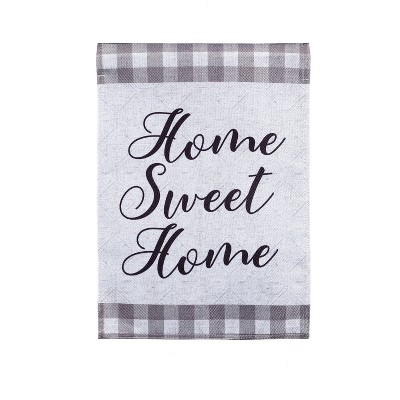 Home Sweet Home with Buffalo Plaid Garden Burlap Flag