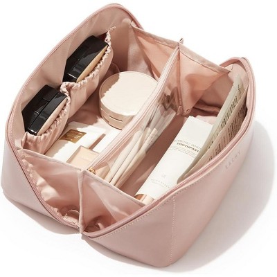 Travel Makeup Bag,Large Capacity Cosmetic Bags for Women,Waterproof Portable Pouch Open Flat Toiletry Bag