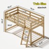 Bellemave Kids Twin Low Loft Bed - Convertible to Bunk Bed, Solid Wood Modern Bed Frame with LED Strip Lighting, OAK. - 2 of 4