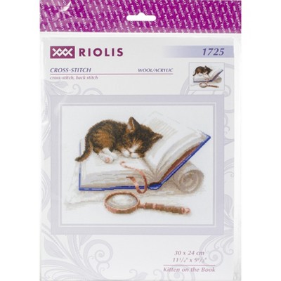 RIOLIS Counted Cross Stitch Kit 11.75"X9.5"-Kitten On The Booklet (14 Count)