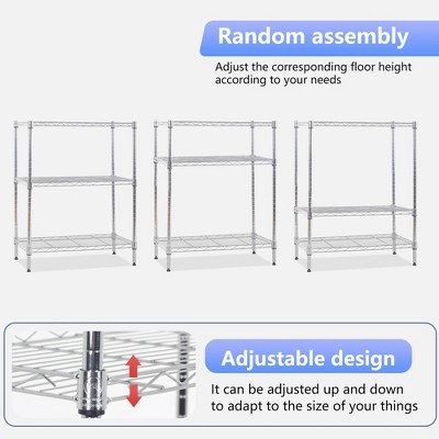 Chrome 3-Tier Heavy Duty Metal Storage Shelf