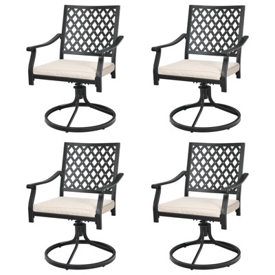Tangkula 2/4 PCS Patio Swivel Dining Chairs Kitchen Garden Metal Armchairs w/Cushions