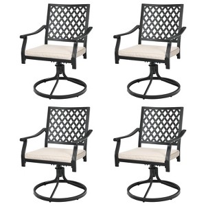 Tangkula 2/4 PCS Patio Swivel Dining Chairs Kitchen Garden Metal Armchairs w/Cushions - 1 of 4