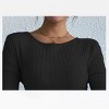 Womens Sweater Dress with Bell Sleeve Back Twist Lightweight Rib Dress with Round Neck Bodycon Sweater Dress Mini Fall Dress - 4 of 4