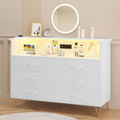 Dresser for Bedroom, Modern 6 Drawer Double Dresser with Wide Drawers