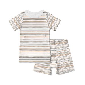 Goumikids Viscose + Organic Cotton Short-sleeve Biker Set, 10-12, boardwalk stripe - 1 of 4