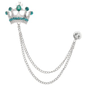 Unique Bargains Crown Hanging Chain Brooch Rhinestone Suit Pins - 1 of 4