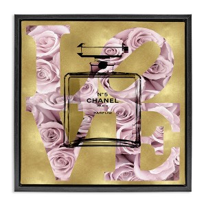 Stupell Industries Fashion Love Rose Perfume Black Framed Floater Canvas Wall Art - 1 of 4