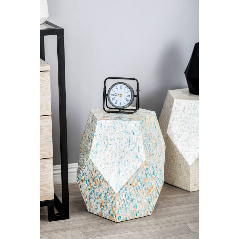 Natural Wood and Shell Geometric Accent Table Blue - Olivia &#38; May, 3 of 17