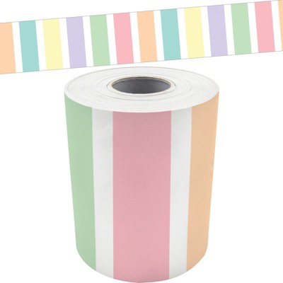 Teacher Created Resources Pastel Pop Stripes Straight Rolled Border Trim, 50 Feet (Pack of 6)