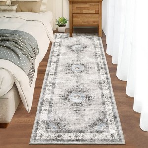 Vintage Area Rugs for Living Room, Machine Washable Soft Distressed Area Rug, Low Pile Non Slip Throw Floor Carpet - 1 of 4