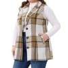 Agnes Orinda Women's Plus Size Plaid Sleeveless Notched Lapel Button Down Casual Vest with Pocket - 2 of 4