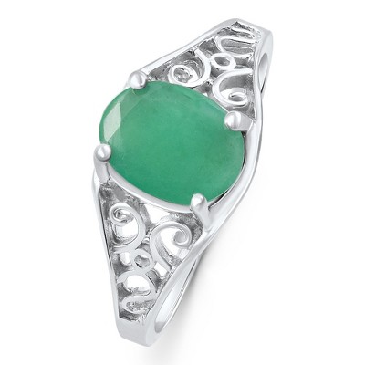Pompeii3 1Ct Genuine Emerald Oval Solitaire Ring 10k Gold