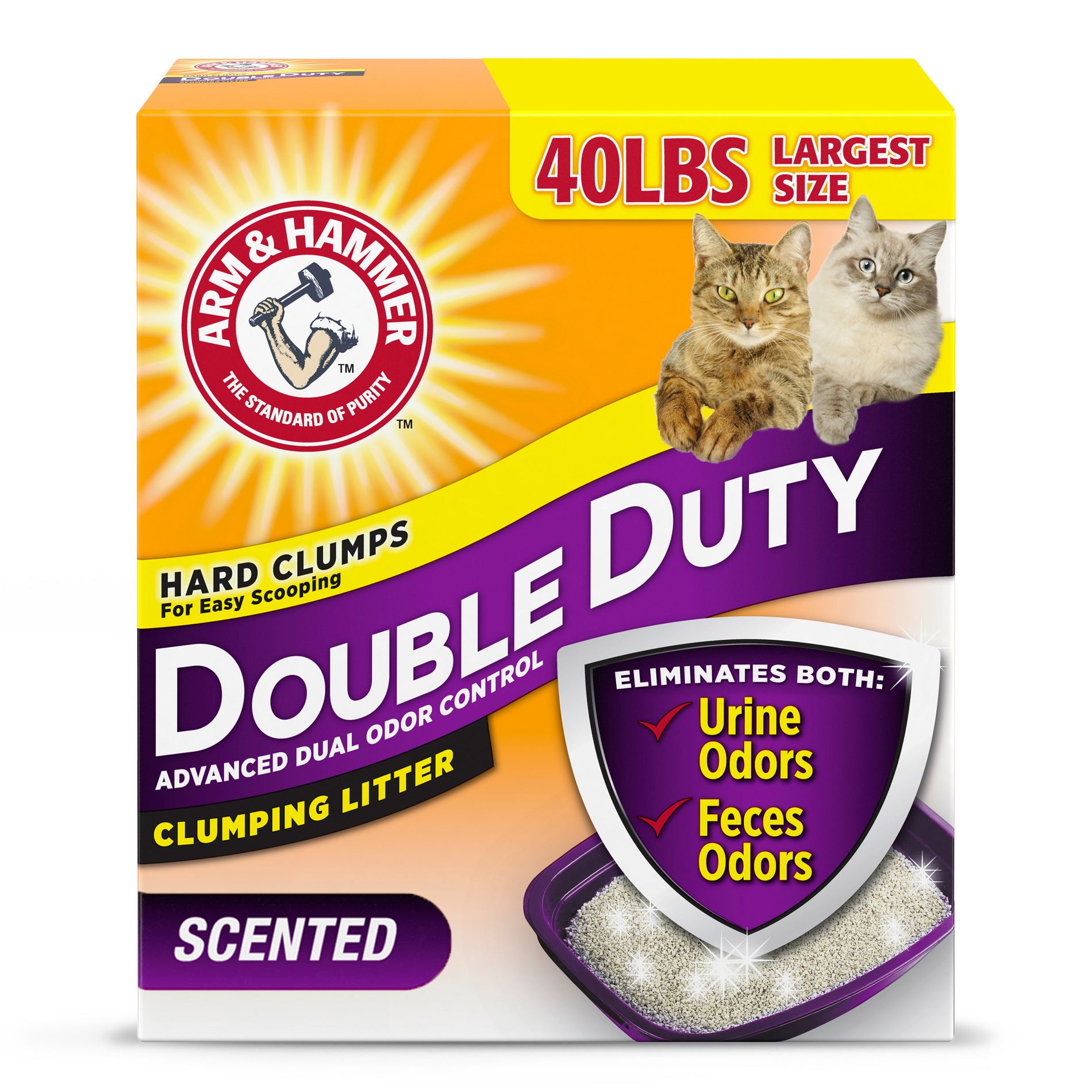 Arm & Hammer Double Duty Advanced Dual Odor Control Clumping Litter - 40lbs