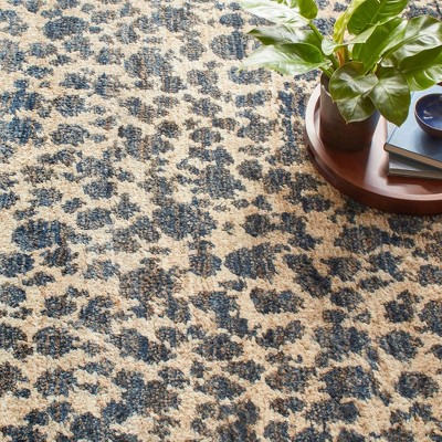 Indigo and Beige Hand-Knotted Jute Rug, 2' x 3'