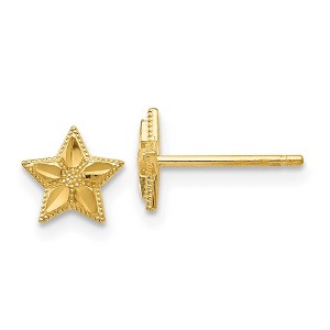 Black Bow Jewelry Kids 6mm Diamond Cut Star Post Earrings in 14k Yellow Gold - 1 of 4