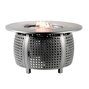 Oakland Living Aluminum Round 55000 BTUs Outdoor Patio Dining Table with Lid & Covers Gray: Weather-Resistant, 4-Seat Accommodation - 1 of 4