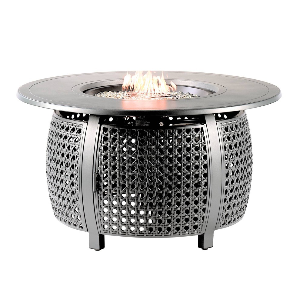 Photos - Electric Fireplace Oakland Living Aluminum Round 55000 BTUs Outdoor Patio Dining Table with L