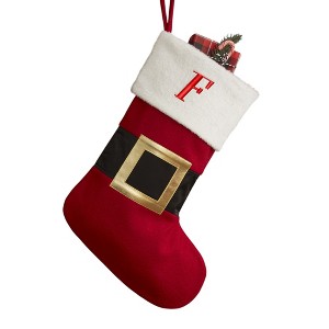 Personalization Mall Santa Belt Embroidered Initial Christmas Stockings - 1 of 2