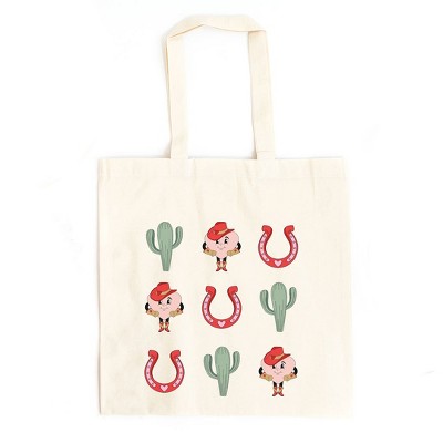 City Creek Prints Western Valentine Chart Canvas Tote Bag - 15x16 - Natural
