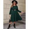 Coolmee Women Plus Size Fall Dresses Crew Neck Long Sleeve Flowy Casual Ribbed Knit Sweater Dress with Belt - 4 of 4