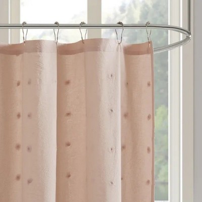 LunaLulinlk Cotton Jacquard Pom Pom Shower Curtain