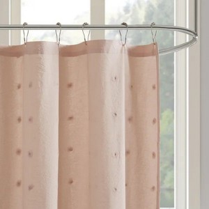 LunaLulinlk Cotton Jacquard Pom Pom Shower Curtain - 1 of 4