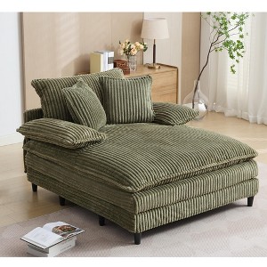 PAGED Oversized Corduroy Accent Lounge Chair Bed with Adjustable Backrest & Pillows,Upholstered Futon Couch for Living Room,Bedroom - 1 of 4