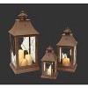 Classic Brown Metal Lanterns – 24" Tall – Glass and Metal Set of 3 By Melrose - 3 of 3