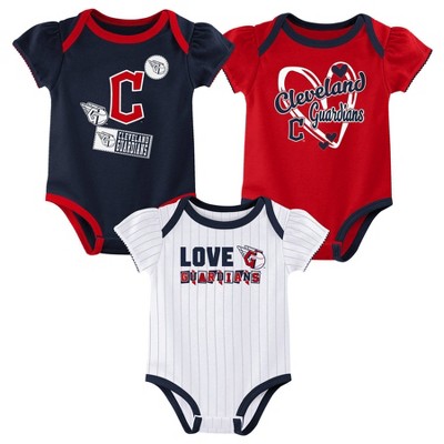 MLB Cleveland Guardians Infant Girls' 3pk White Bodysuit