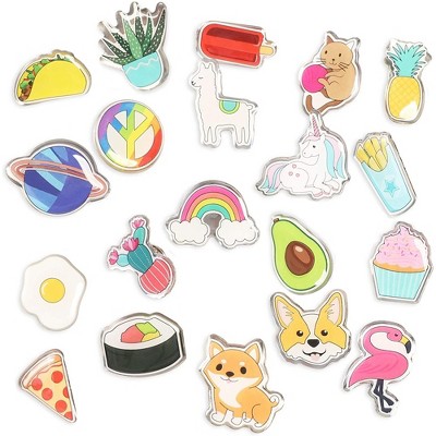 Bright Creations Set of 20 Cute Cartoon Enamel Lapel Pins Brooch Badge with Assorted Colorful Designs